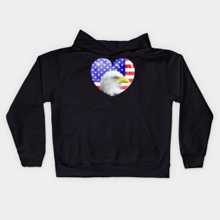 American Bald Eagle Love Heart Kids Hoodie